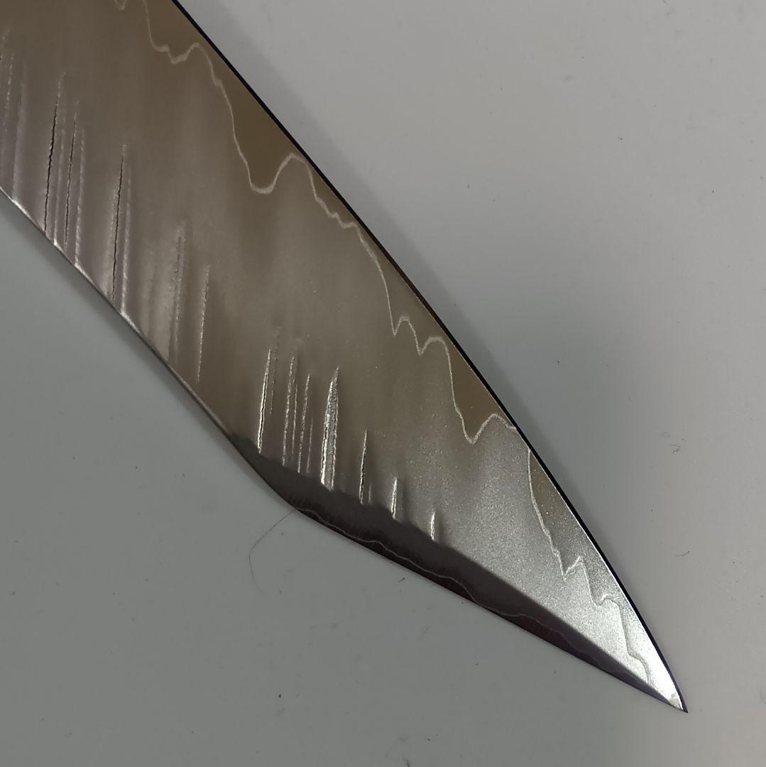 鬼反り切付型 V金10号 9層ダマスカス鋼 ペティナイフ 17cm 黒檀八角柄