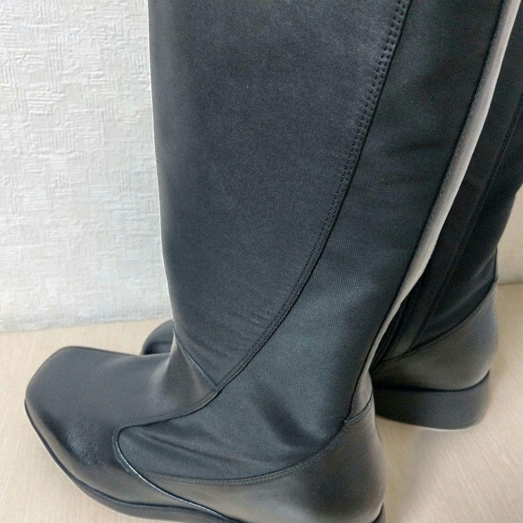 mikaですfitfit ブラック ロングレザーブーツ サイドファスナー付