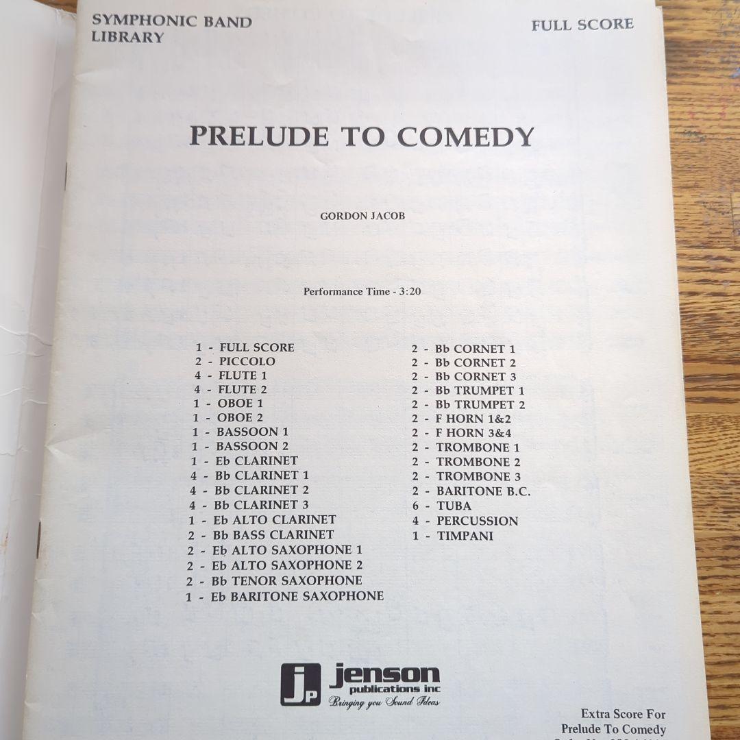 訳あり品吹奏楽 楽譜 PRELUDETOCOMEDY(GORDON JACOB)