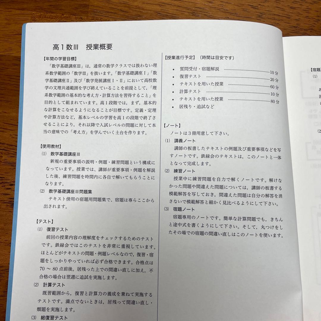 鉄緑数学基礎講座III テキスト・問題集セット
