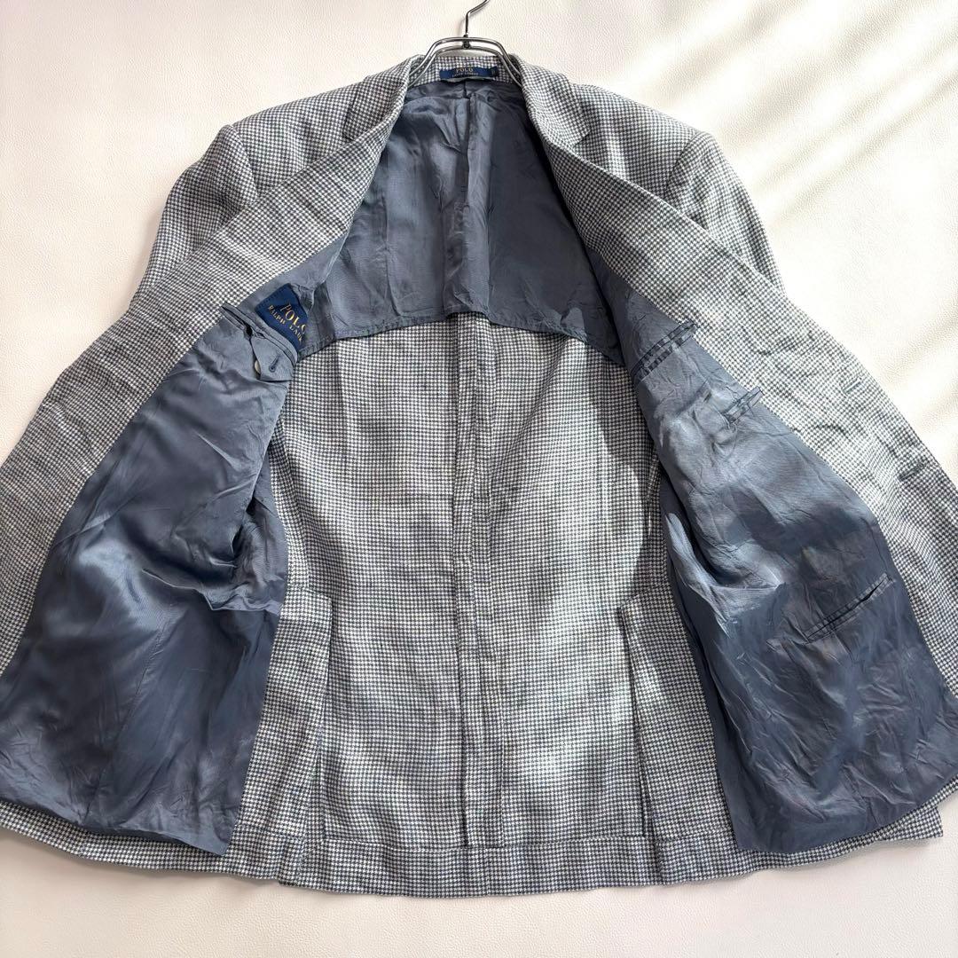 美品 イタリア製 ポロラルフローレン リネン100% XL 千鳥格子 ジャケット