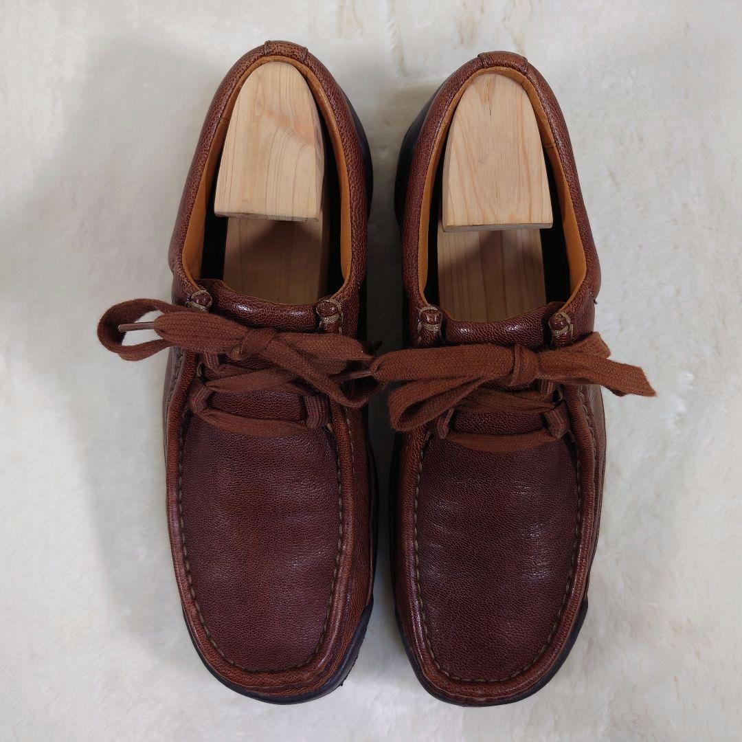 CLARKS クラークス 本革 レザー ワラビー シボ加工　ブラウン 25cm