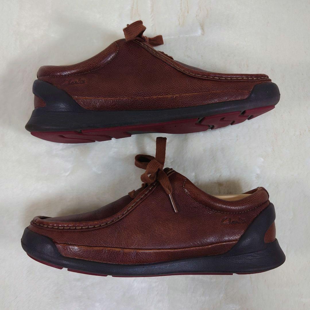 CLARKS クラークス 本革 レザー ワラビー シボ加工　ブラウン 25cm