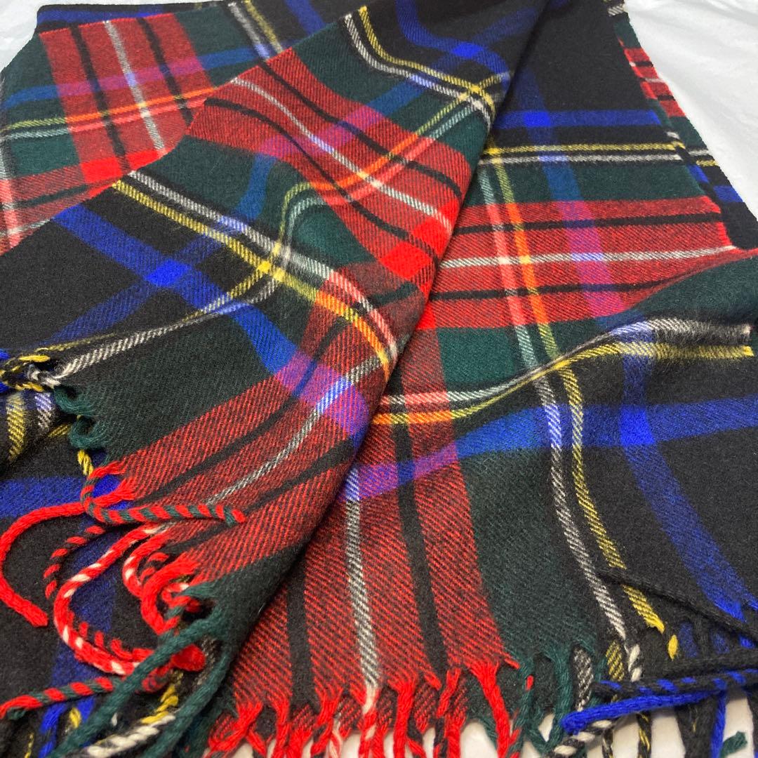 ジョンストンズ カシミヤ100％ 大判 ブラックスチュワート 国内正規品