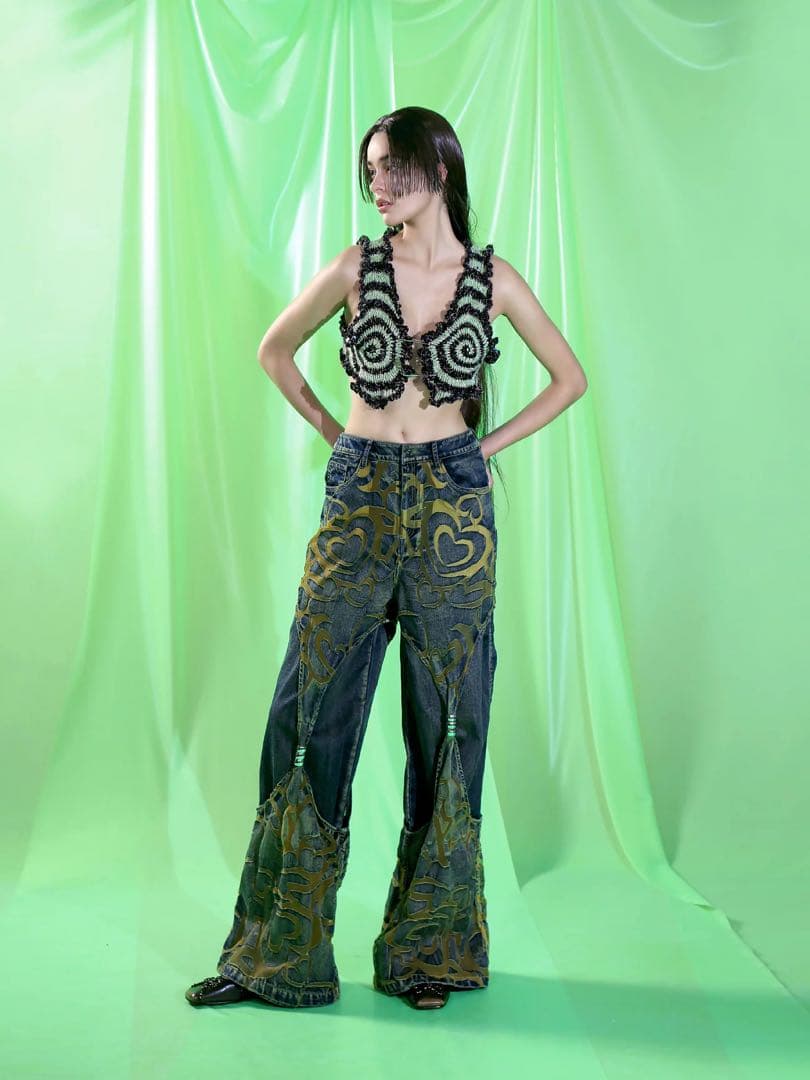 YUEQIQI \"LOVE\" HOURGLASS TROUSERS Mサイズ