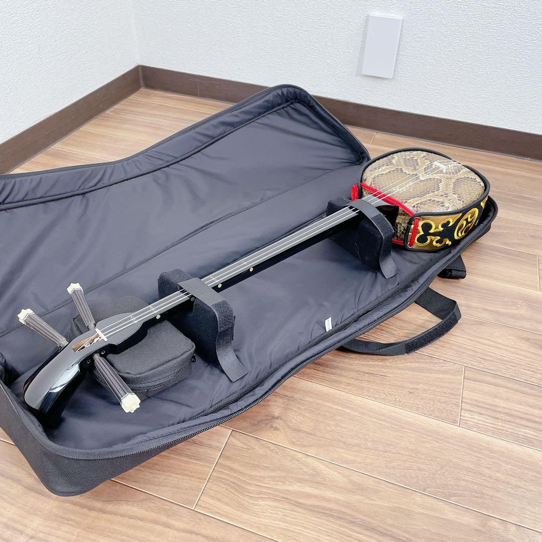 沖縄　三線　和楽器　本蛇皮　ケース付き