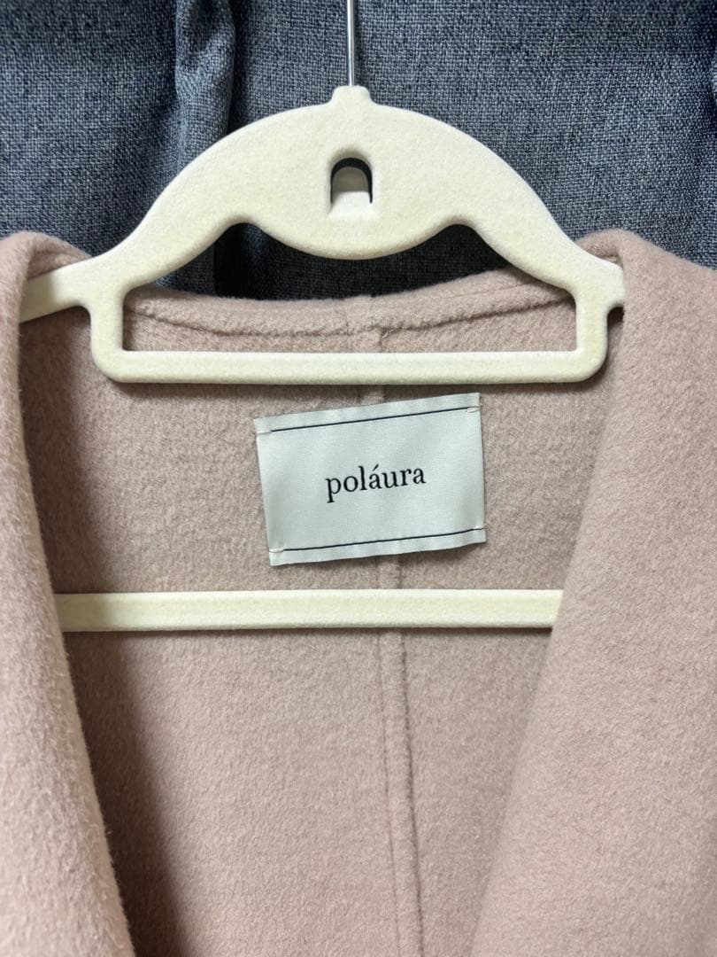 polaura ポローラ ショールカラーウールロングコート ベージュ S