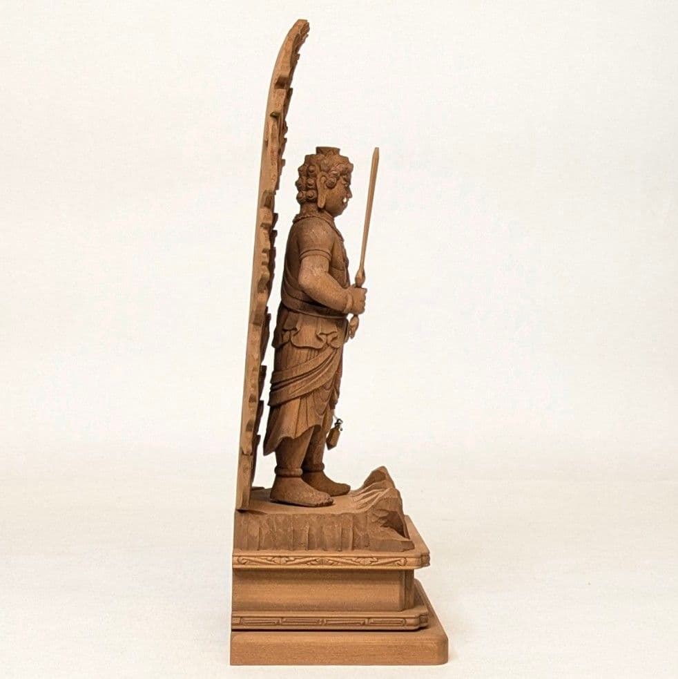 【セール・新品】 不動明王　上彫　紅檀　総高さ約23.5㎝　仏像　お不動様