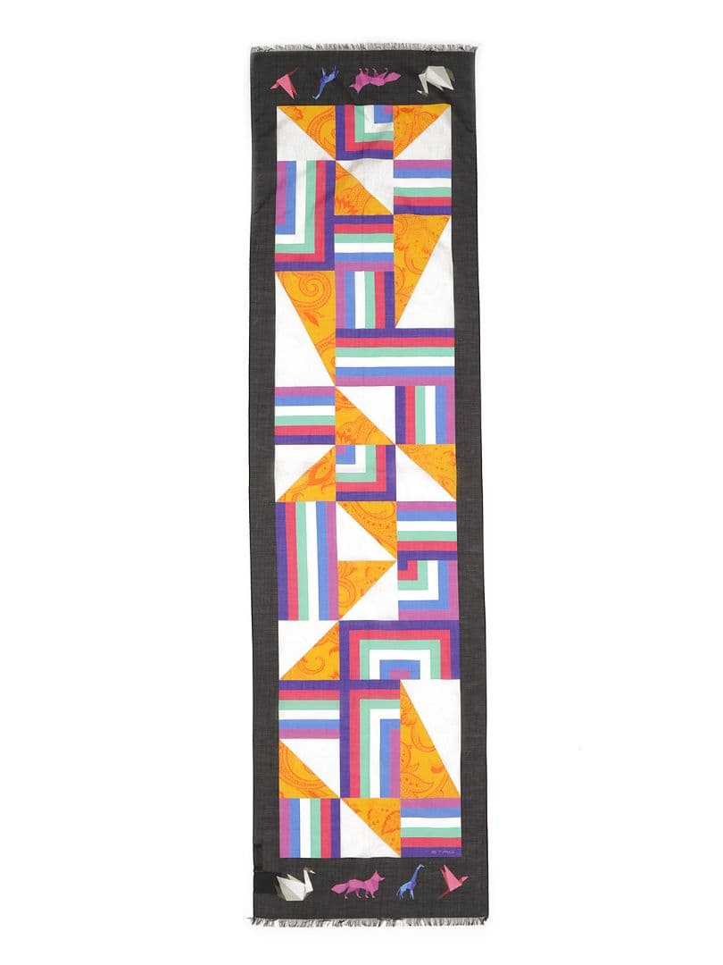 ETRO シルク混 プリント ストール コットン シルク イタリア 高級