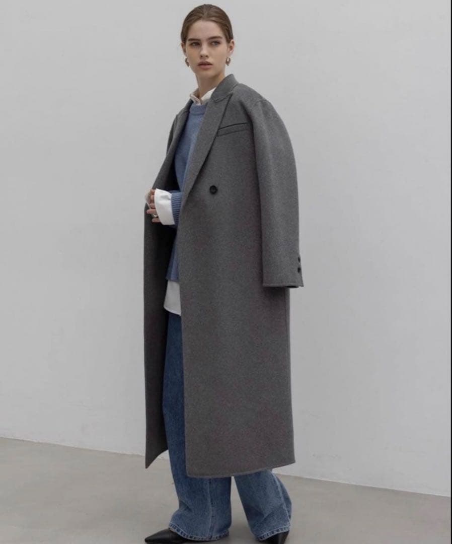 na.e グレー ロングコート　Wool&Cashmere Long Coat