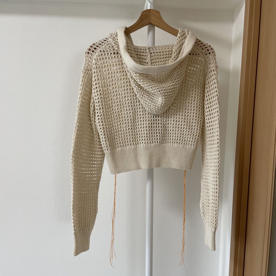 NKNIT フード付きメッシュカーディガン