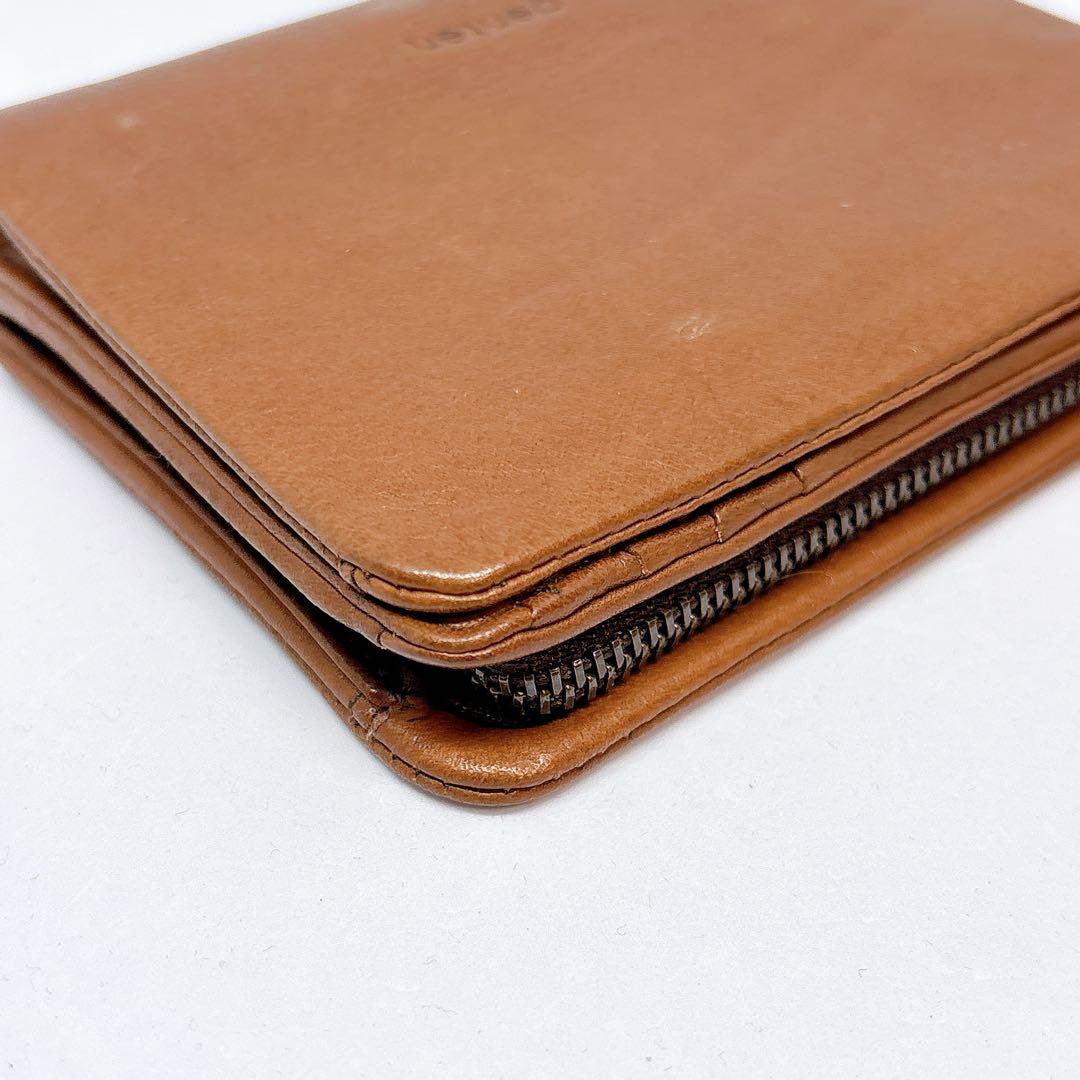 genten ゲンテン レザー 2つ折り コンパクト 財布 ブラウン