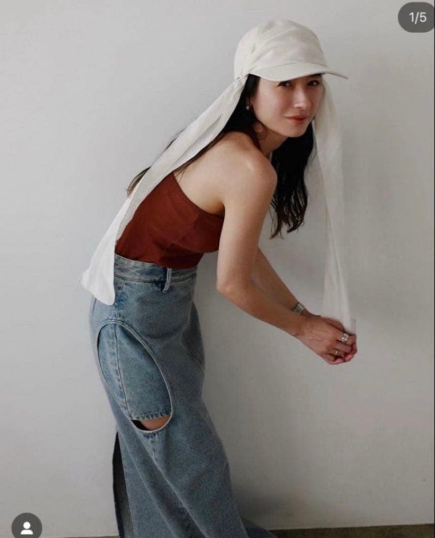スカート CLANE CIRCLE CUTLAYERED DENIM SKIRT