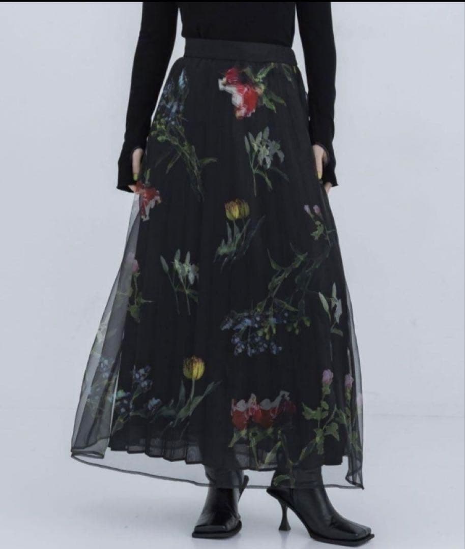 AMERI SOFIA SKIRT アメリ オーガンジー花柄スカート M