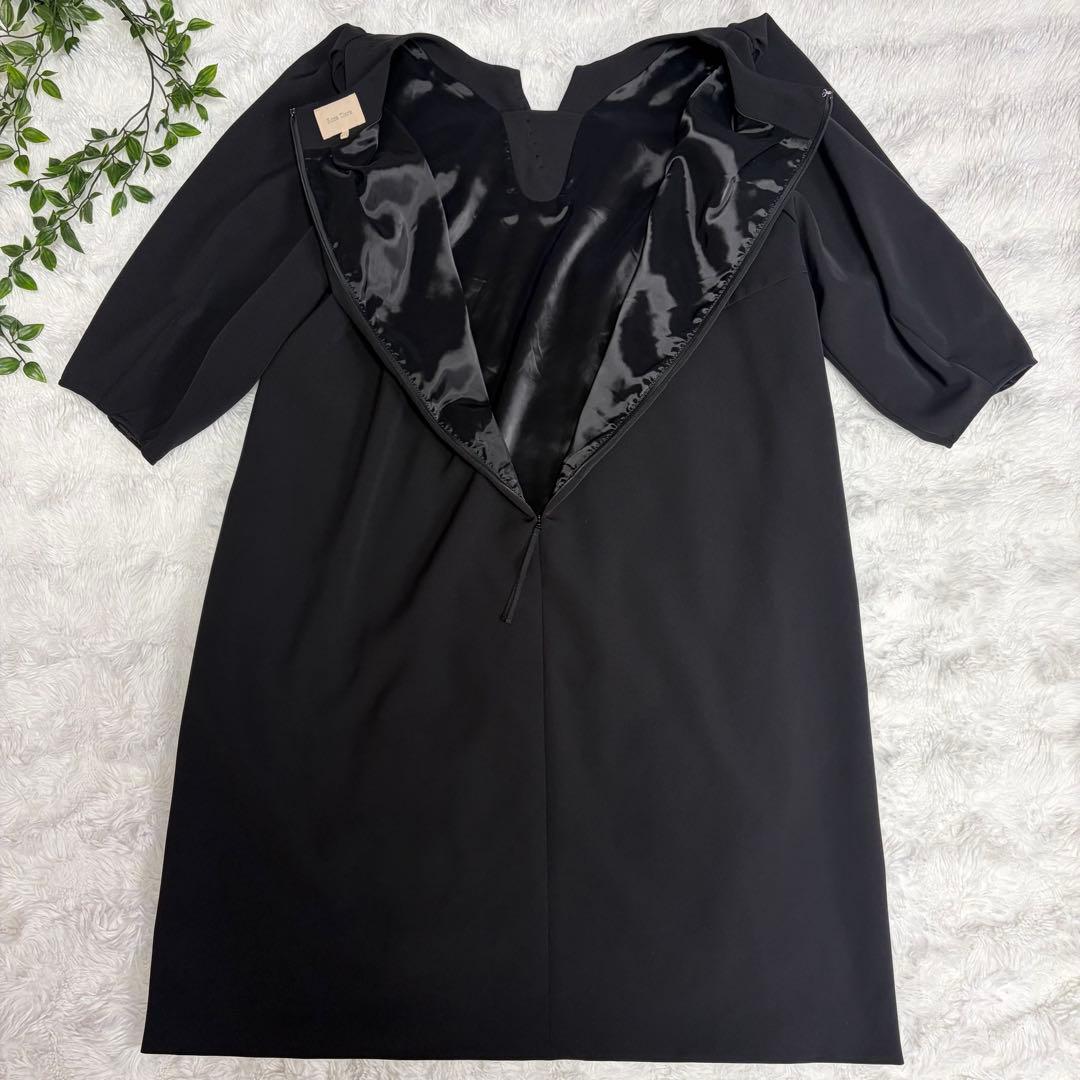 Rose Tiara パール付コクーンワンピース 7分袖　ブラック