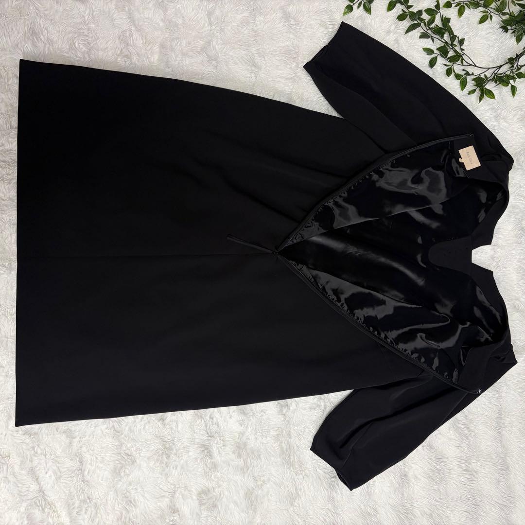Rose Tiara パール付コクーンワンピース 7分袖　ブラック