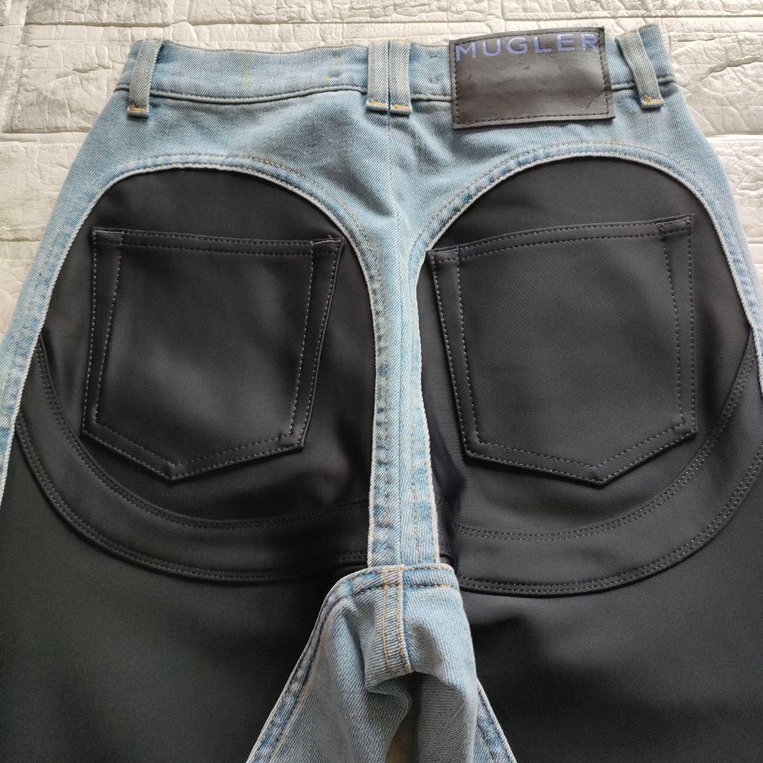 MUGLER　　スパイラルパネルデニムパンツ　イタリア製 38