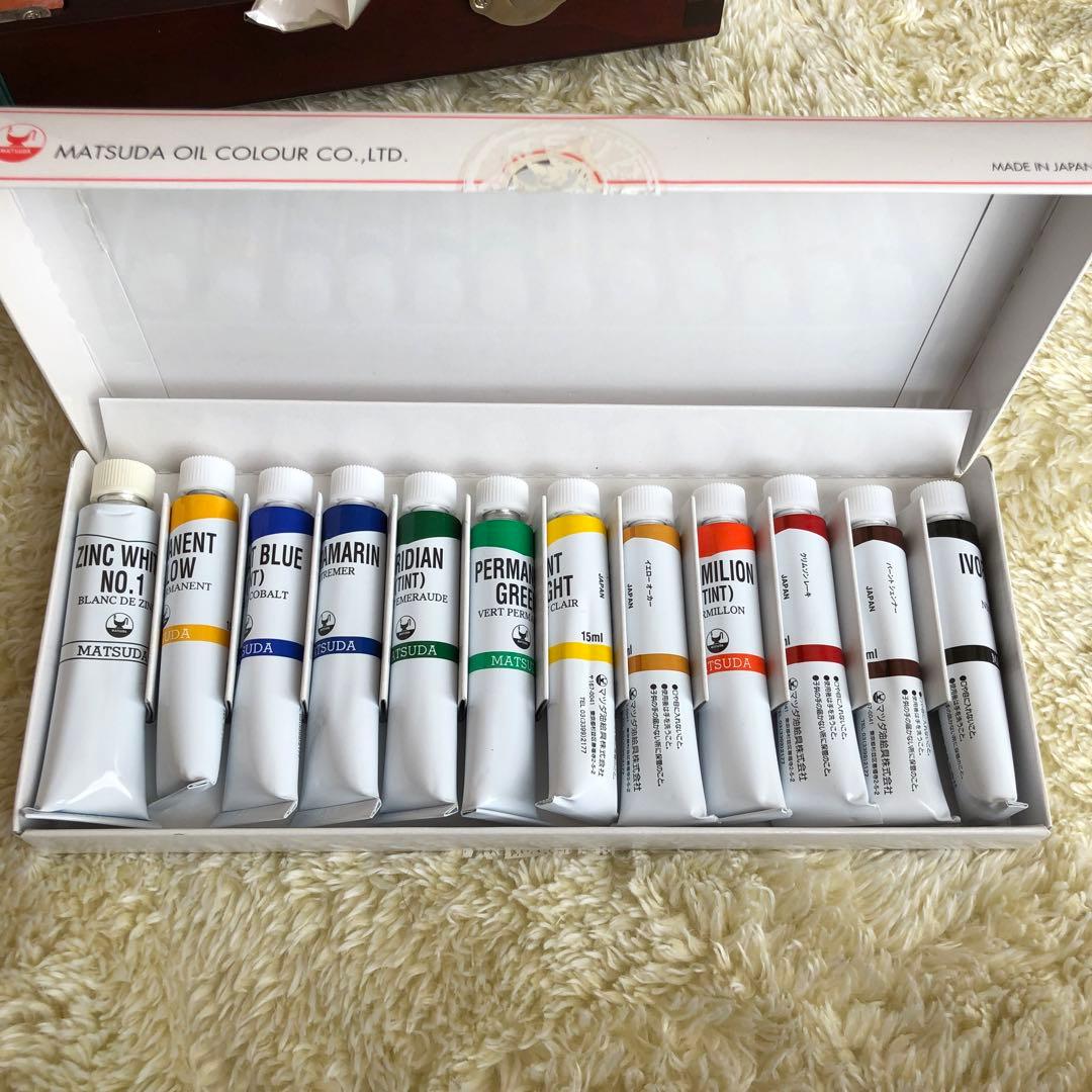 油絵セット 油絵具 木箱入り キャンバス＆イーゼル付き 初心者