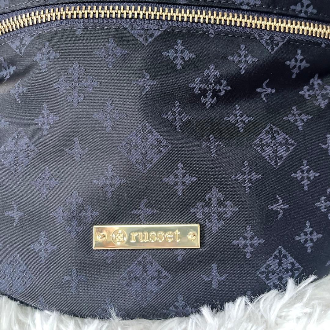 未使用★ラシット　ウエストバッグ ボディバッグ ゴールドロゴ ネイビー　美品