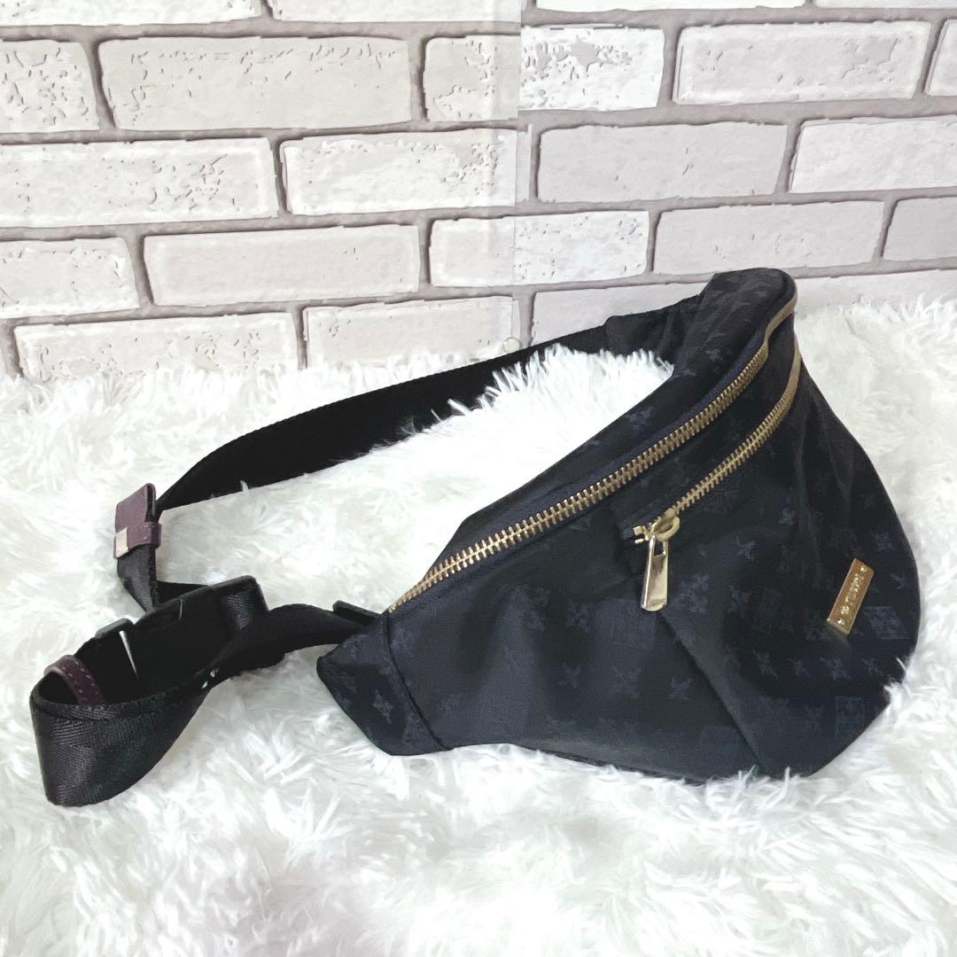 未使用★ラシット　ウエストバッグ ボディバッグ ゴールドロゴ ネイビー　美品