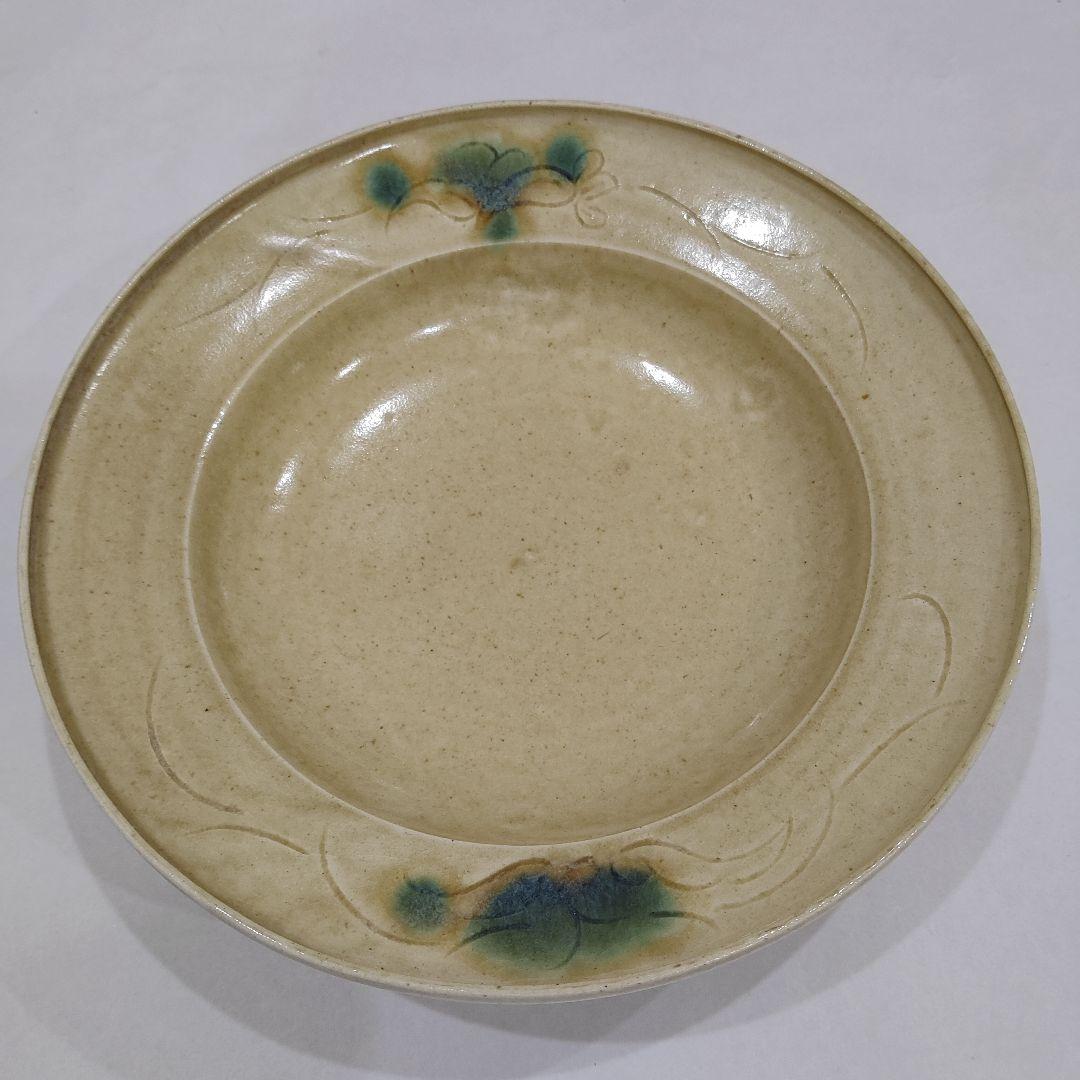 澤村陶哉　青とクリーム色の陶器皿2点セット　箱なし