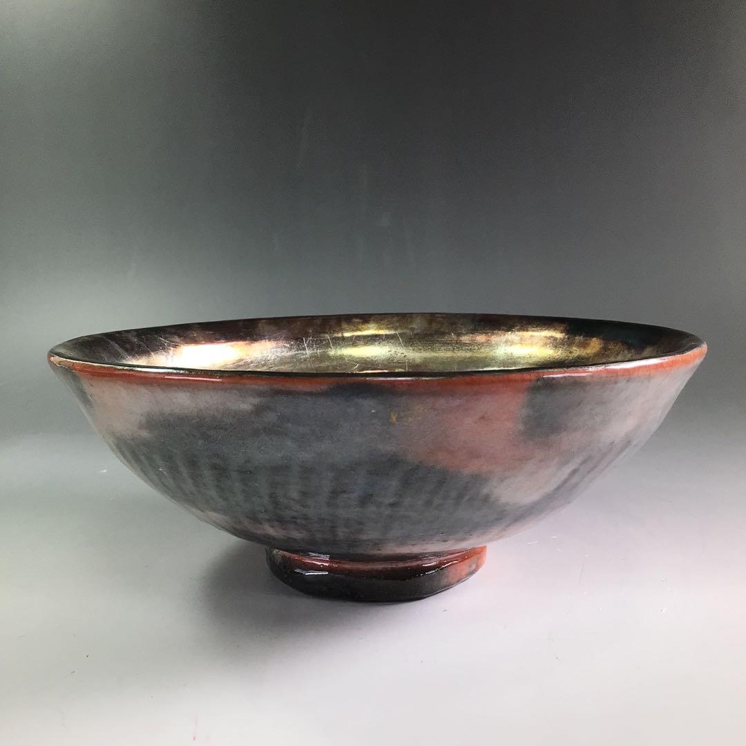 Ｐ９２６　嶋台茶碗　『桂窯造』『赤楽』『金銀一双』　共箱　茶道具