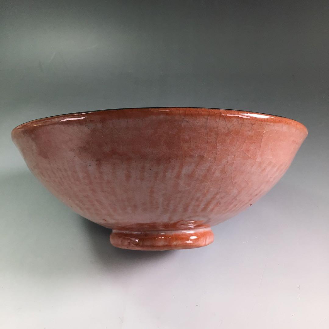 Ｐ９２６　嶋台茶碗　『桂窯造』『赤楽』『金銀一双』　共箱　茶道具