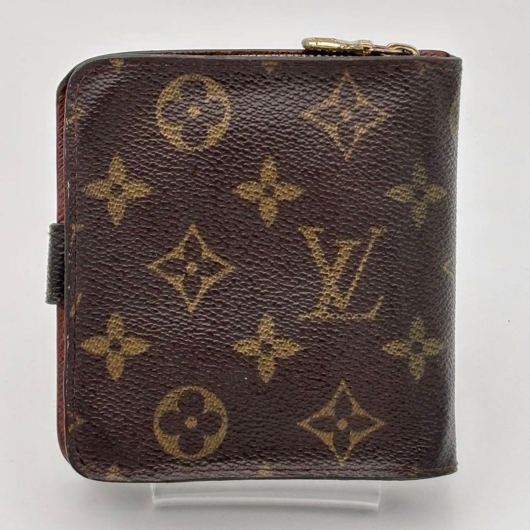 ルイ ヴィトン モノグラム コンパクトジップ　ブラウン　二つ折り　財布　正規品