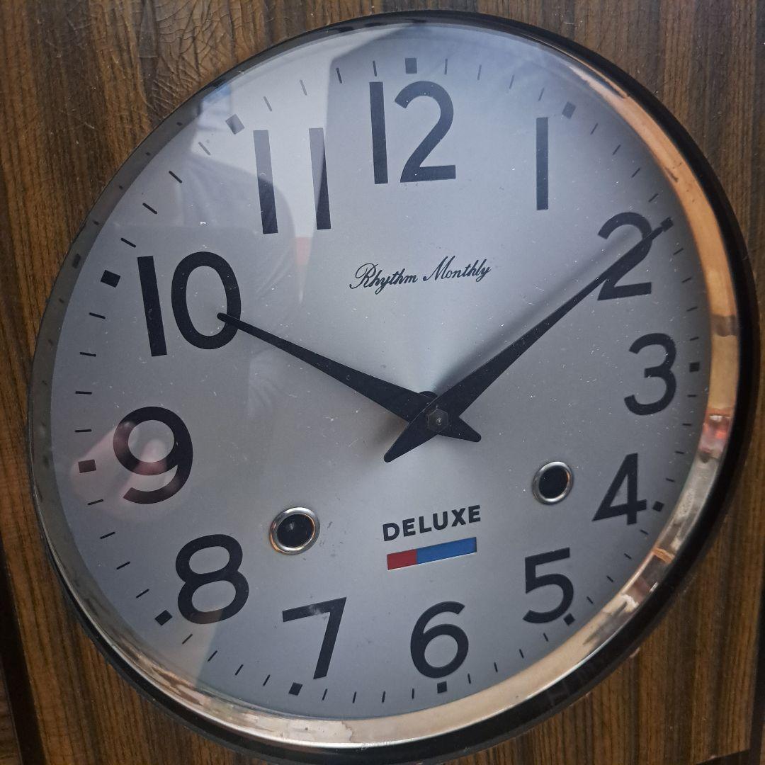 リズム　掛け時計　リズムマンスリー　DELUXE　DAY-DATE　昭和レトロ