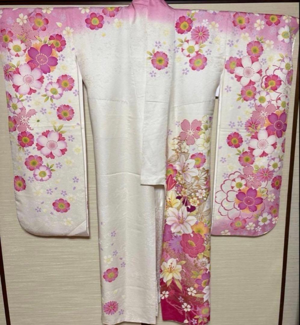 ピンク×白 桜 振袖 身丈139