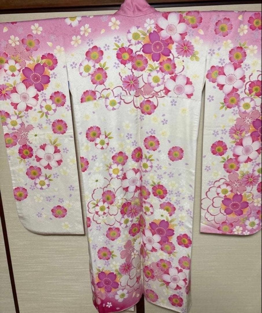ピンク×白 桜 振袖 身丈139