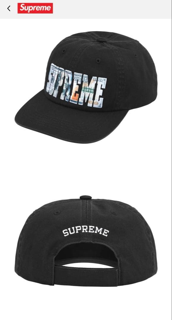 新品Supreme Embroidered Money Logo6-Panel