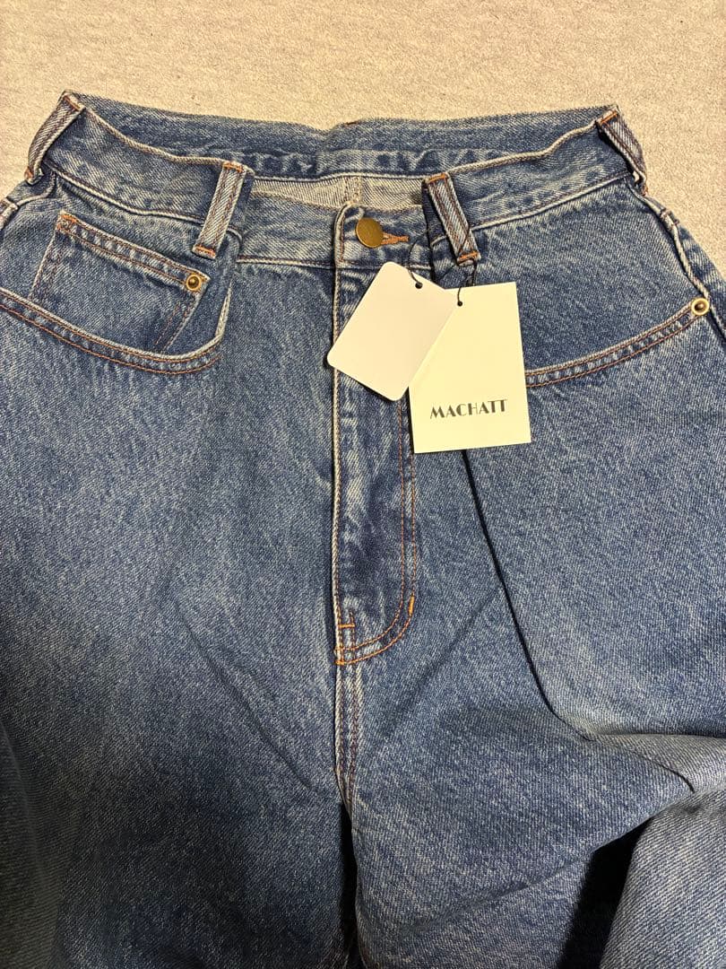 新品 MACHATT ウエストタックデニム ブルー36 S マチャット