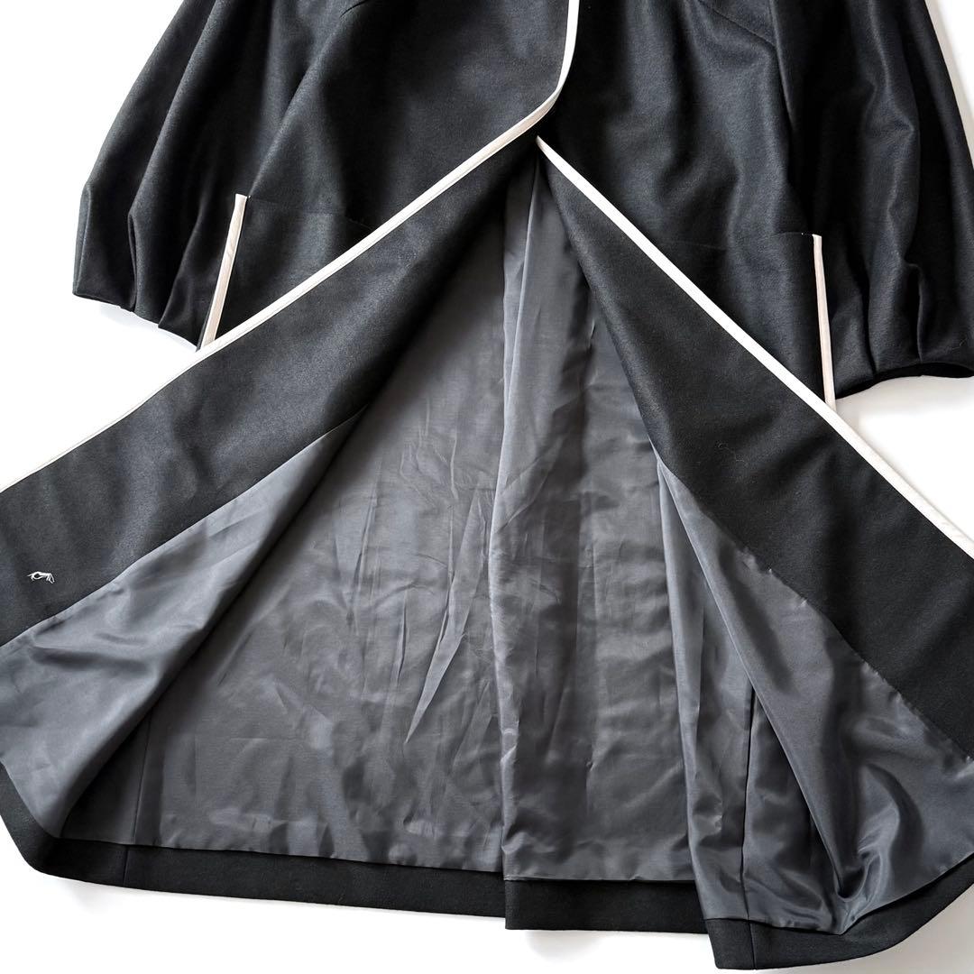 近年モデル Leilian WHITE LABEL パイピング ロングコート 黒