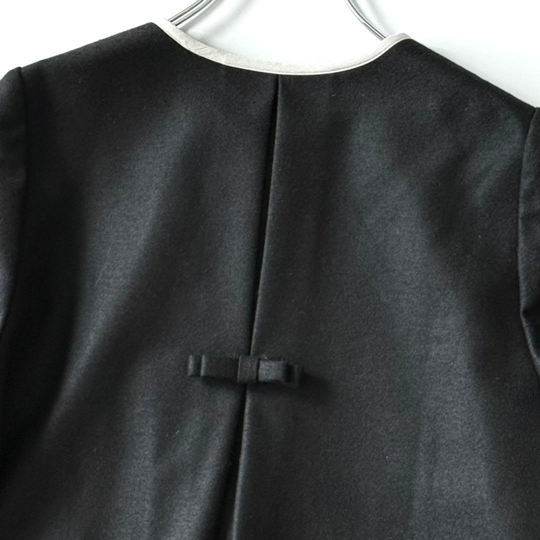 近年モデル Leilian WHITE LABEL パイピング ロングコート 黒