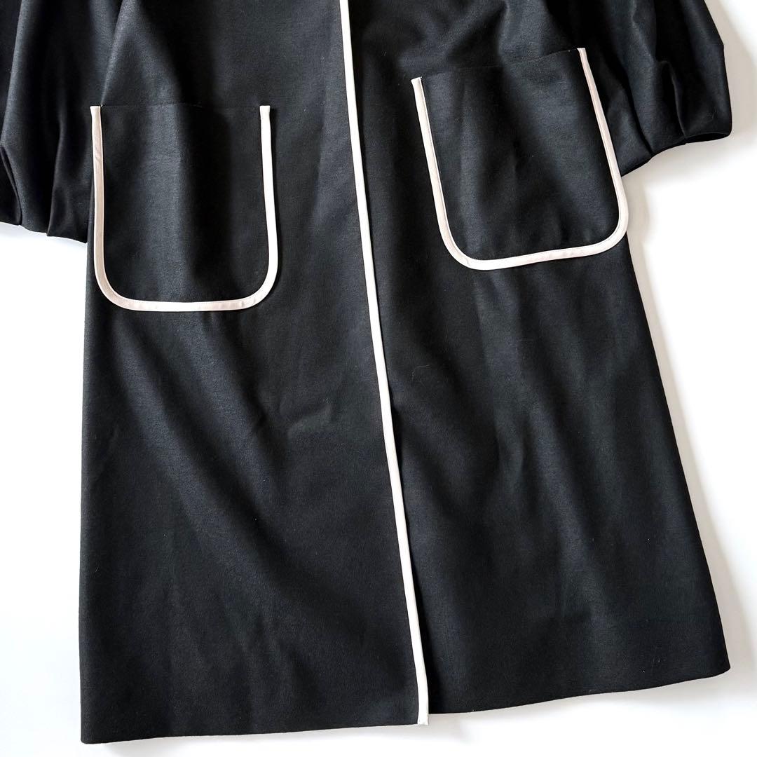 近年モデル Leilian WHITE LABEL パイピング ロングコート 黒