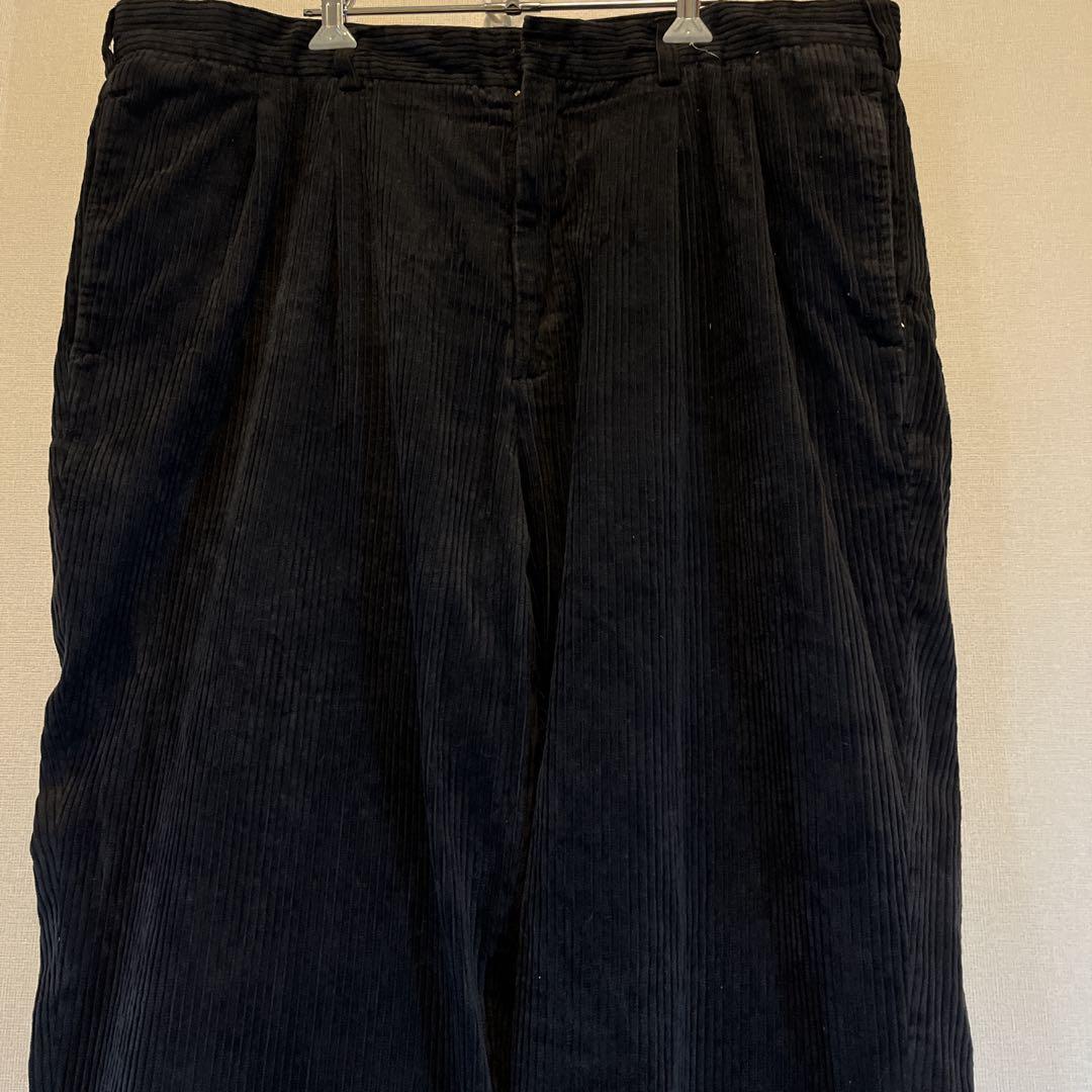 オ*ン様 90s アメカジ古着 太畝 黒 コーデュロイパンツ 2タック ワイド