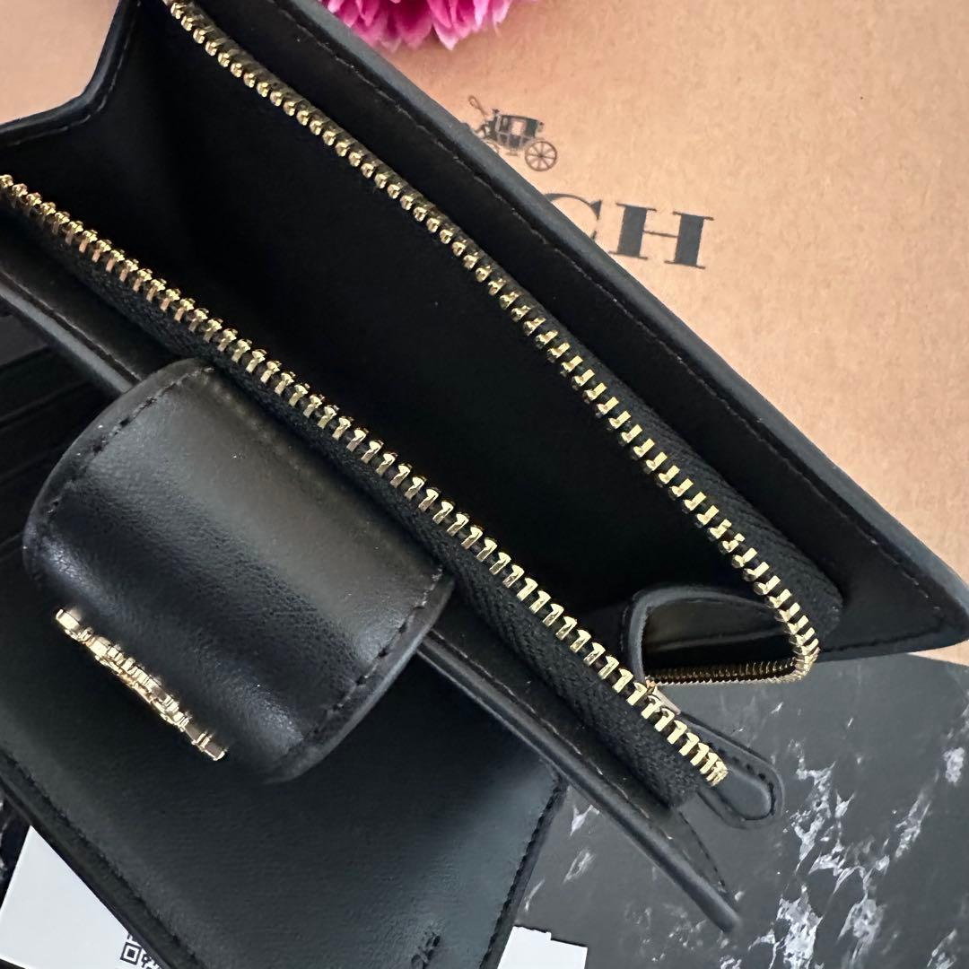 ❤︎ 新品 COACH コーチ 折り財布 ブラック 黒 カーキ 二つ折り財布