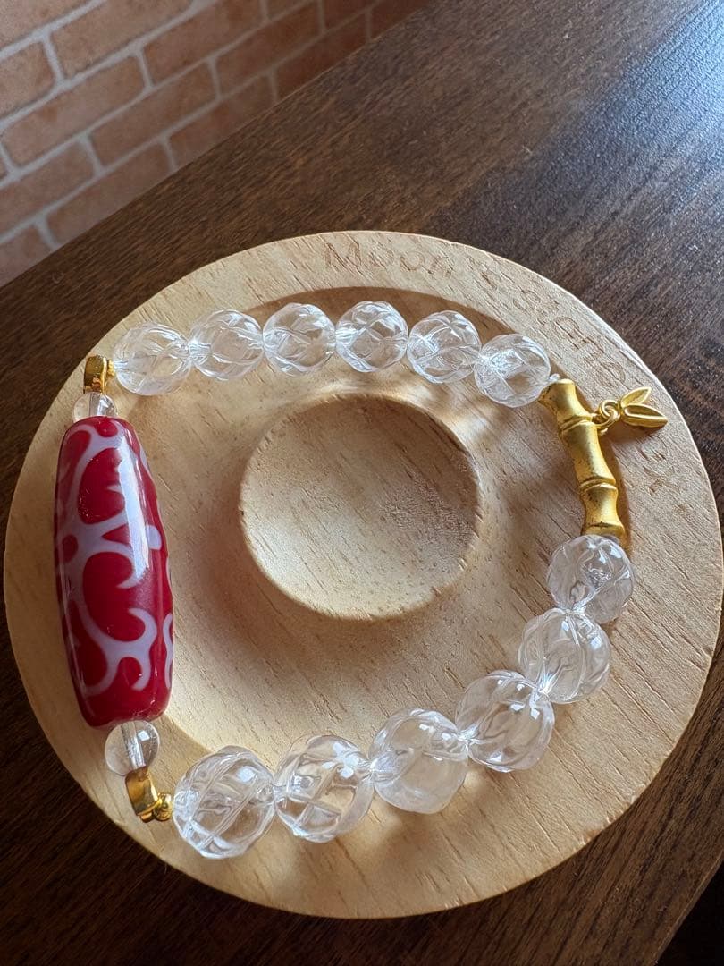 売約済み　グリーン桜瑪瑙に紐チャームの可愛い桜のピンクオパールデザインブレス