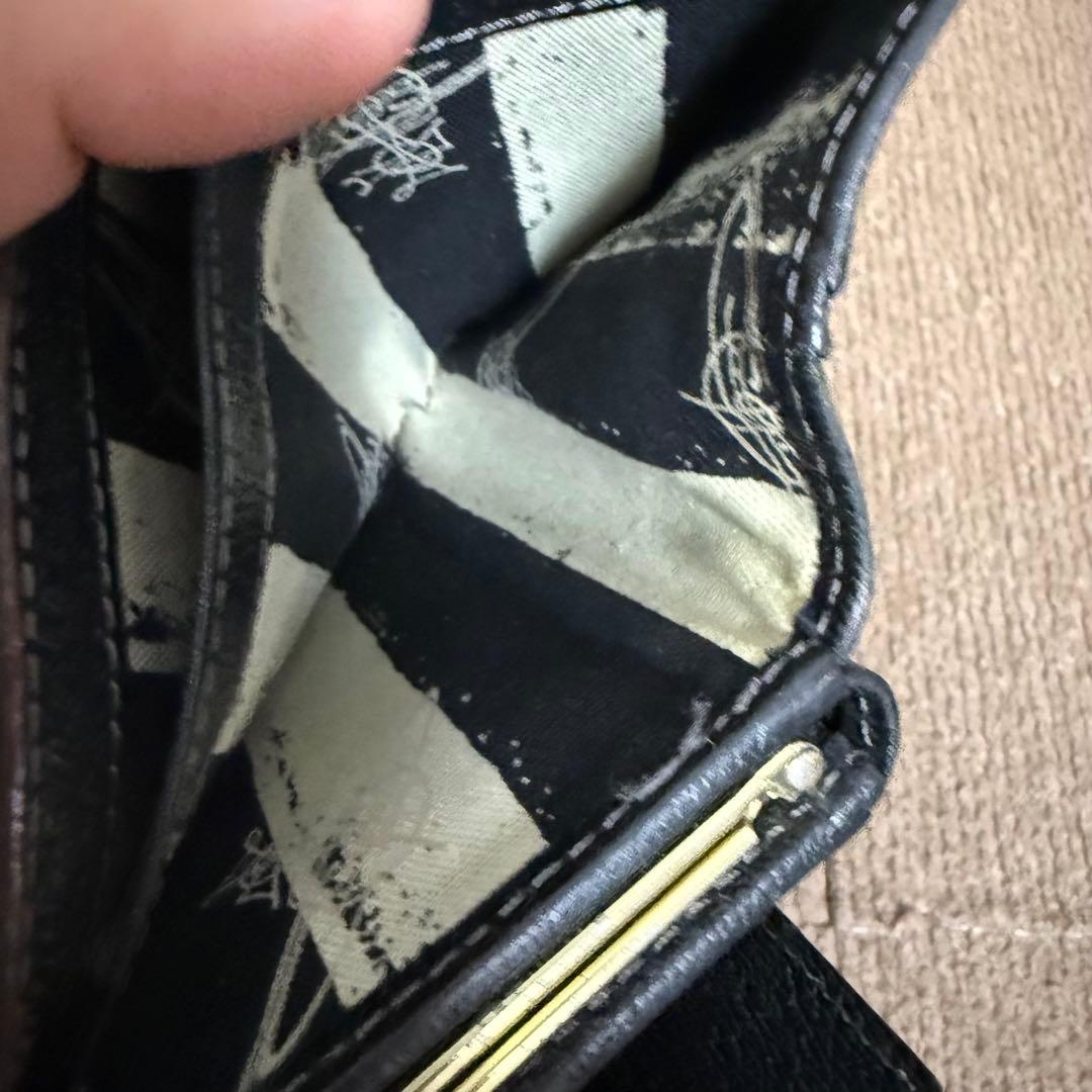 Vivienne Westwood オーブ 三つ折財布 レザー 黒 がま口 収納