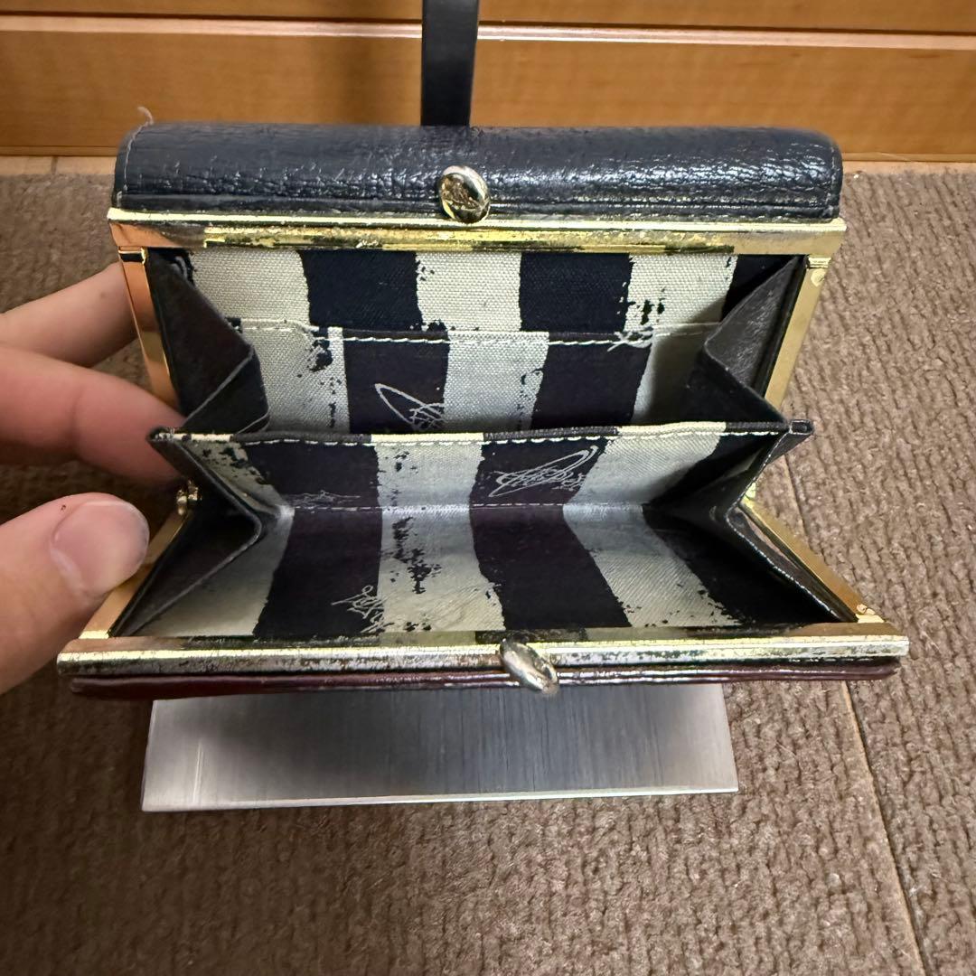 Vivienne Westwood オーブ 三つ折財布 レザー 黒 がま口 収納