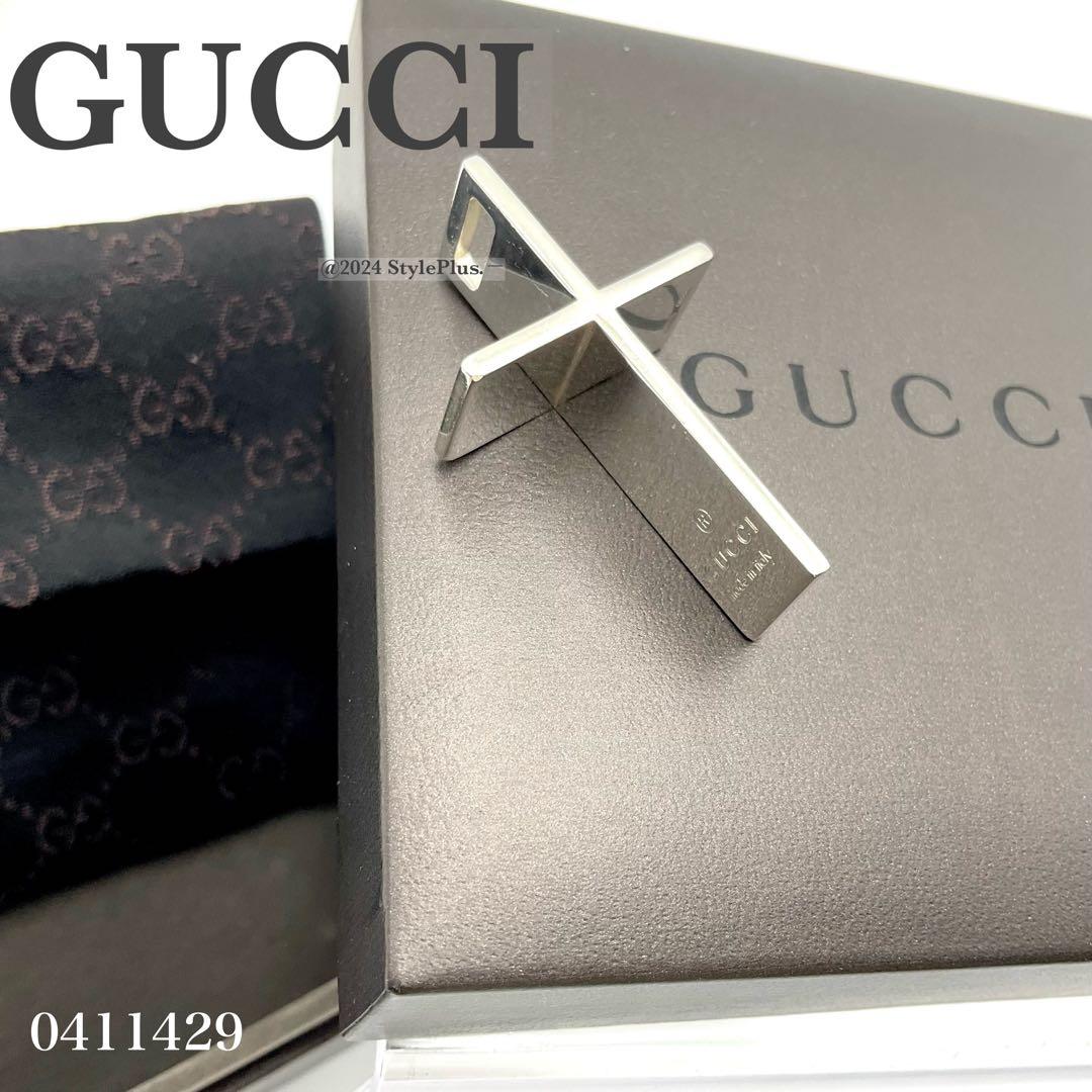 グッチ GUCCI ネックレス トップ クロス シルバー925 箱 保存袋