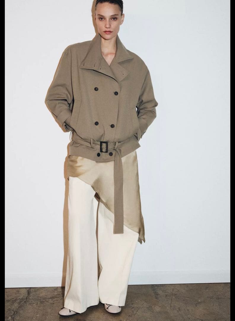 ZARAトレンチコート ZW COLLECTION ベルト付きフルイドジャケット