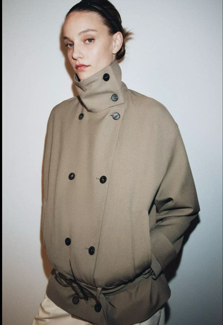 ZARAトレンチコート ZW COLLECTION ベルト付きフルイドジャケット