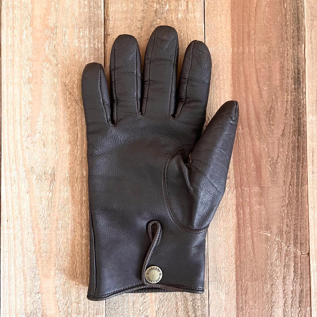 BURBERRY BLACK LABEL レザーグローブ ブラウン