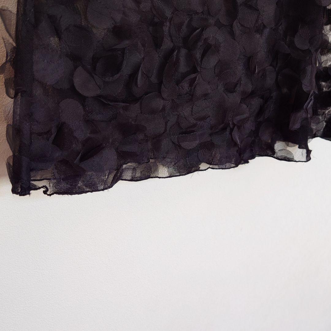 美品　VERMEIL par iena　ドット花びらチュール　ロングスカート　黒