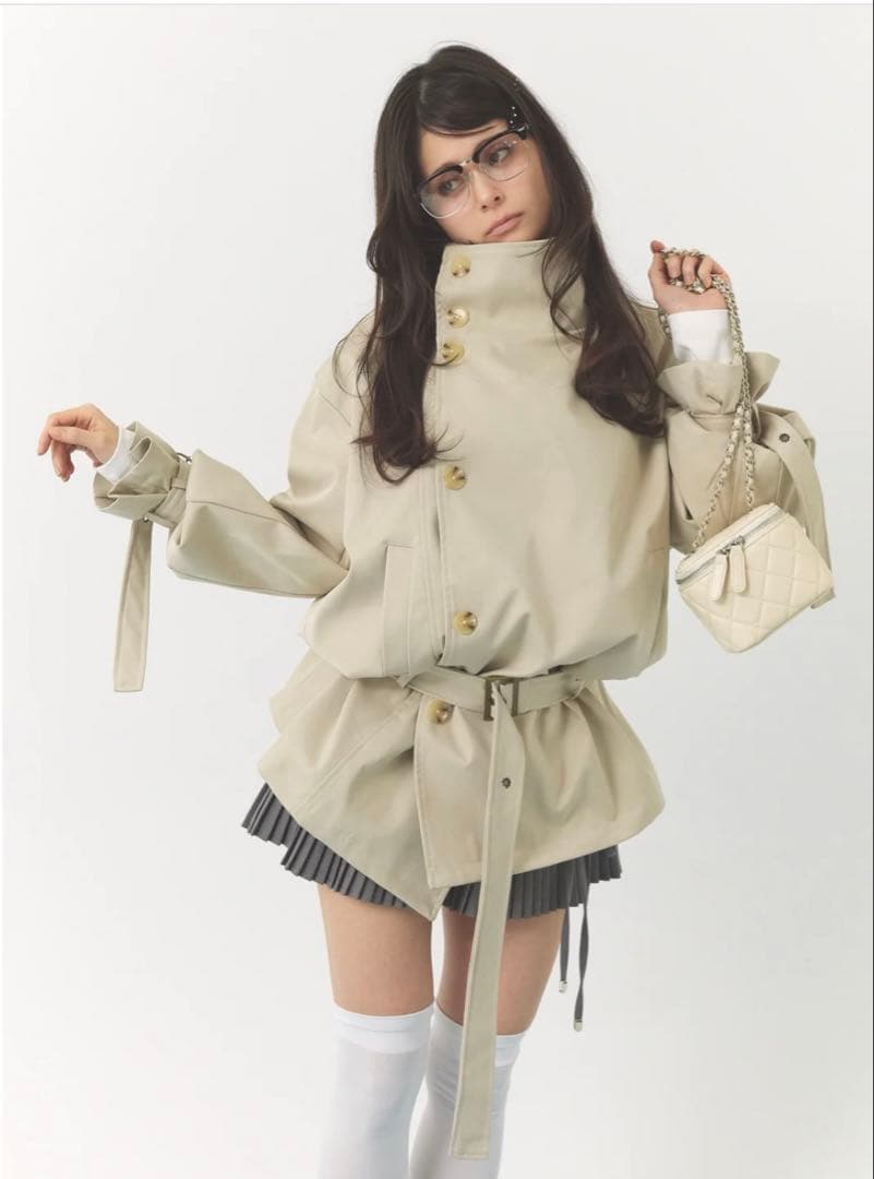 即完売PELLICULE「stand collar trench coat」新品