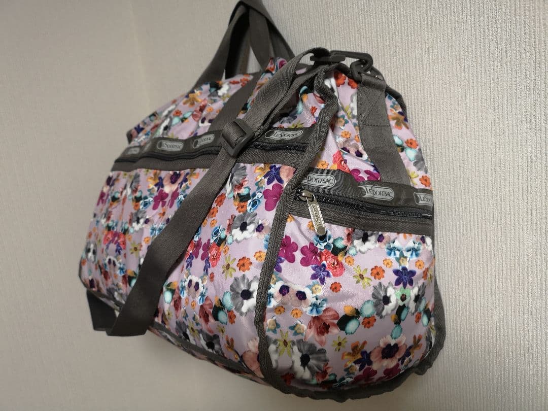 【新品未使用】レスポートサック　ボストンバッグ　お花柄　大容量　ショルダー紐付き