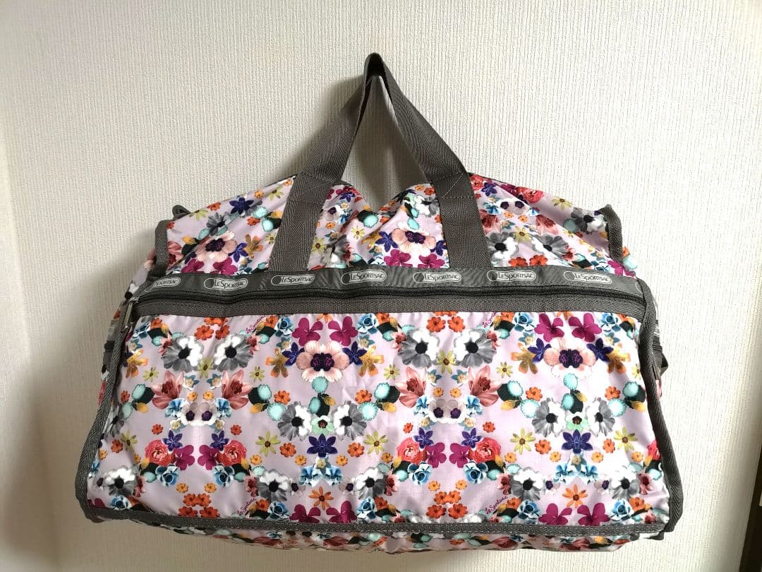 【新品未使用】レスポートサック　ボストンバッグ　お花柄　大容量　ショルダー紐付き