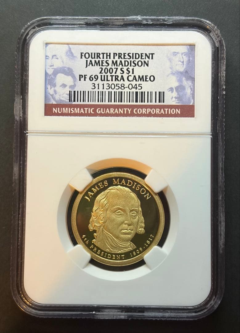 【最高鑑定級PF69UC】2007年マディソン大統領 $1 プルーフ金貨 NGC
